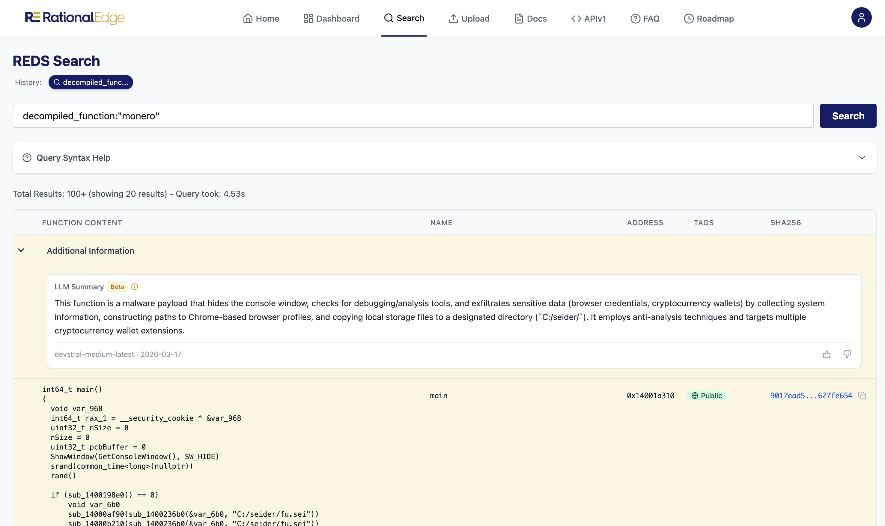 LLM-assisted function analysis in REDS